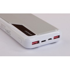 Зарядное устройство Connect 10000 mAh со встроенными Type-C/Lightning кабелями, белый с серым