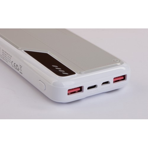 Зарядное устройство Connect 10000 mAh со встроенными Type-C/Lightning кабелями, белый с серым