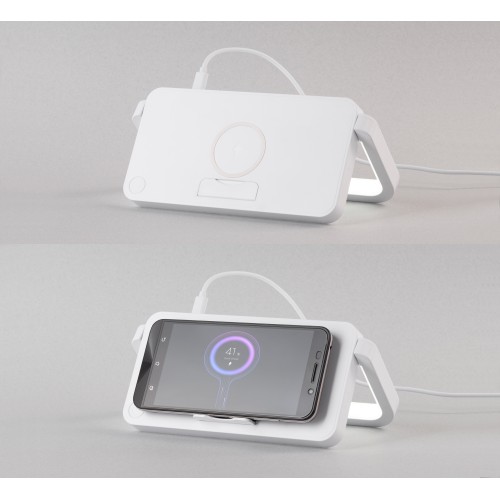 Лампа складная Smart Light с беспроводным (10W) зарядным устройством и подставкой для смартфона, белый