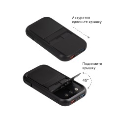 Беспроводное ЗУ Fast & Furious, 10000 mAh, с быстрой (22.5W/15W) зарядкой, с магнитным кабелем и набором переходников, с подсветкой логотипа, черный
