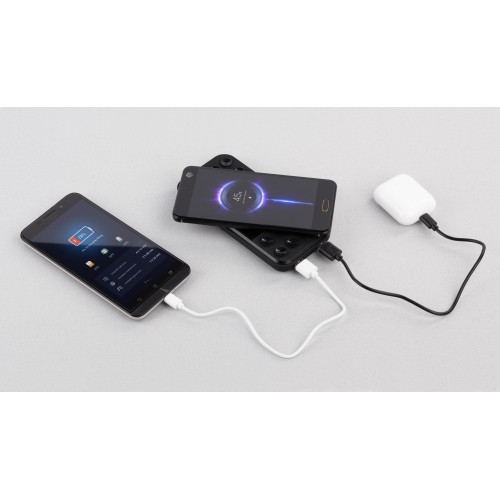 Беспроводное зарядное устройство Sticky SOFTTOUCH, 10000 mAh с подсветкой логотипа и присосками, черный