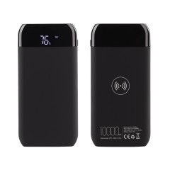 Беспроводное зарядное устройство ShineMax SOFTTOUCH, 10000 mAh с подсветкой логотипа и цифровым индикатором заряда, черный