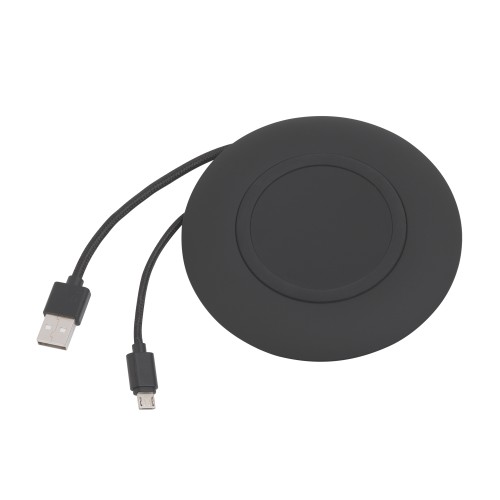 Настольное беспроводное зарядное устройство Light SOFTTOUCH с подсветкой логотипа, черный