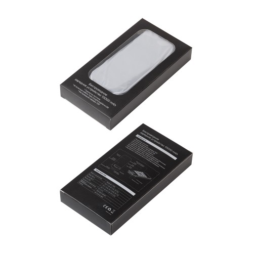 Беспроводное зарядное (22.5/15W) устройство Topfull SOFTTOUCH 10000 mAh с подсветкой лого, присосками, встроенными кабелями, с подставкой, черный