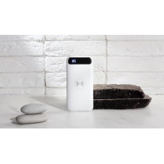 Беспроводное зарядное устройство Quantum, 10000 mAh с цифровым индикатором заряда, белый