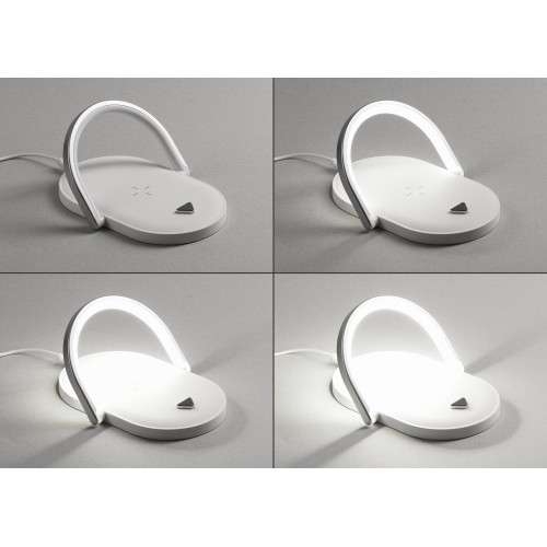 Лампа складная с беспроводным (15W) зарядным устройством Sky Light, белый с серым