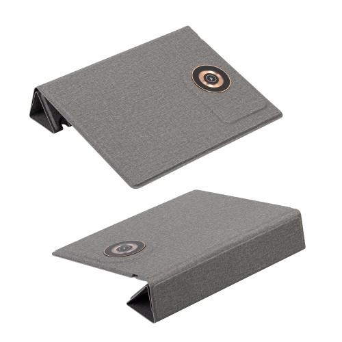 Настольная складная подставка Cool Mat с беспроводным (15W) ЗУ, сенсорной подсветкой логотипа, функцией MagSafe и ковриком для мыши, серый