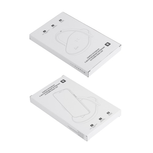 Лампа складная с беспроводным (15W) зарядным устройством Sky Light, белый с серым