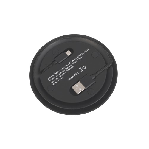 Настольное беспроводное зарядное устройство Light SOFTTOUCH с подсветкой логотипа, черный