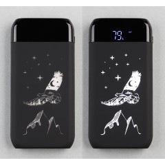 Беспроводное зарядное устройство ShineMax SOFTTOUCH, 10000 mAh с подсветкой логотипа и цифровым индикатором заряда, черный