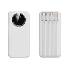 Зарядное устройство Phantom 10000 mAh с 4мя встроенными кабелями и цифровым индикатором заряда, белый