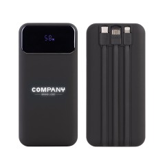 Зарядное (22.5W) устройство Top Grade SOFTTOUCH 20000 mAh с подсветкой логотипа, встроенными кабелями и цифровым индикатором заряда, черный