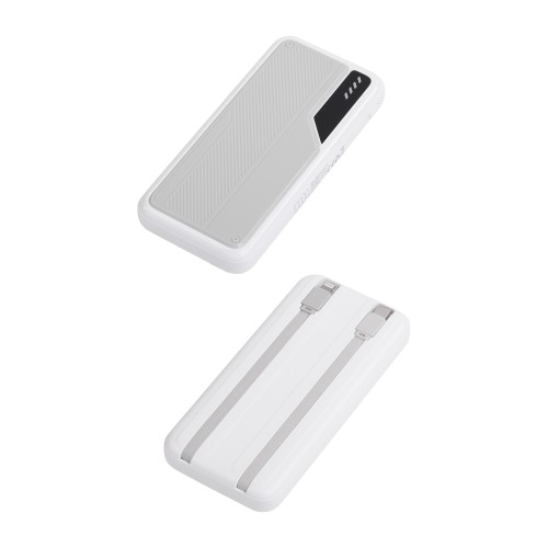 Зарядное устройство Connect 10000 mAh со встроенными Type-C/Lightning кабелями, белый с серым