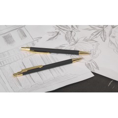Карандаш механический Ray, покрытие soft touch, черный с золотом