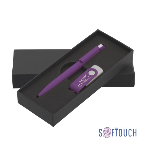 Набор ручка + флеш-карта 16 Гб в футляре, покрытие soft touch, фиолетовый