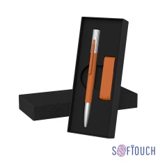 Набор ручка Clas + флеш-карта Case 8 Гб в футляре, оранжевый, покрытие soft touch, оранжевый