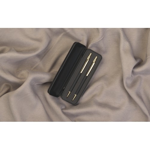 Набор Ray (ручка+карандаш), покрытие soft touch, черный с золотом
