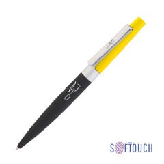 Ручка шариковая Periпокрытие soft touch, черный с желтым