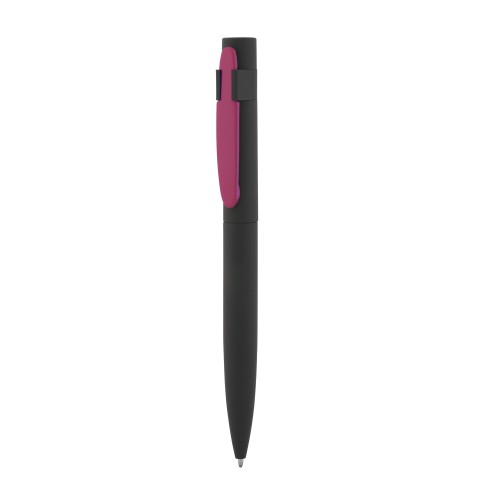 Ручка шариковая Lip, покрытие soft touch, черный с фуксией