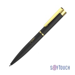 Ручка шариковая Alice, покрытие soft touch, черный с золотом
