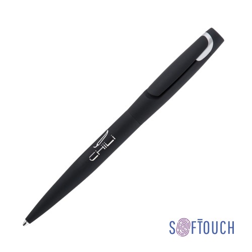 Ручка шариковая Saturn покрытие soft touch, черный с серебристым