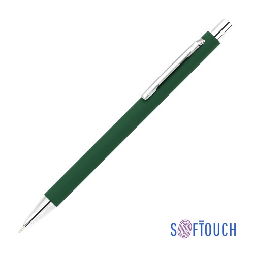 Ручка шариковая Trade, покрытие soft touch, темно-зеленый