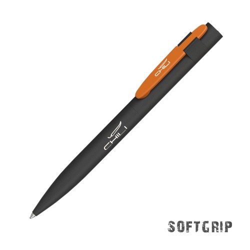 Ручка шариковая Lip SOFTGRIP, черный с оранжевым