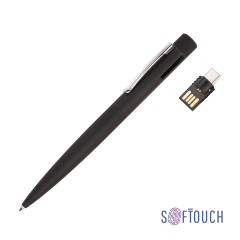 Ручка шариковая Secret с флеш-картой OTG 32Gb (USB2.0/Type-C), покрытие soft touch, черный