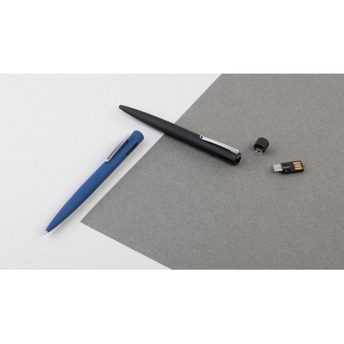 Ручка шариковая Secret с флеш-картой OTG 32Gb (USB2.0/Type-C), покрытие soft touch, черный