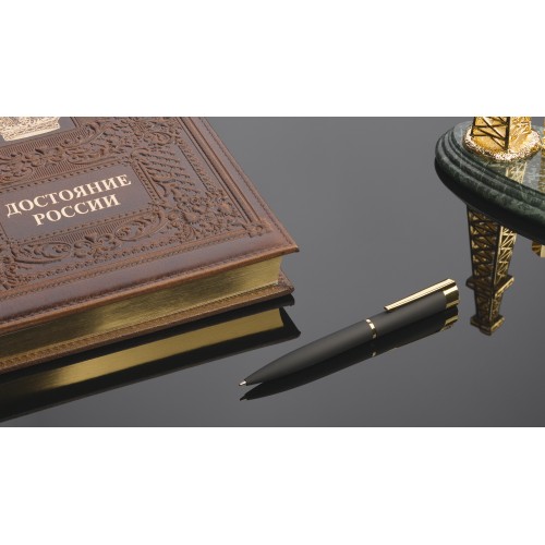 Ручка шариковая Alice, покрытие soft touch, черный с золотом