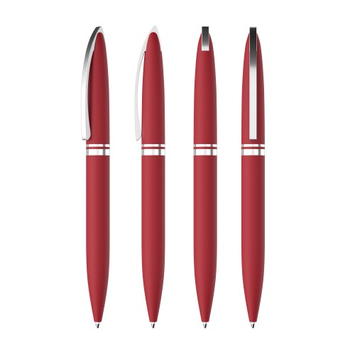 Ручка шариковая Rocket, покрытие soft touch, красный