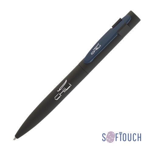 Ручка шариковая Lip, покрытие soft touch, черный с синим