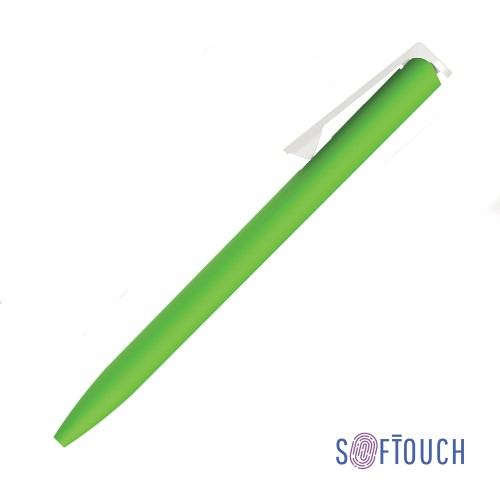 Ручка шариковая Clive, покрытие soft touch, зеленое яблоко с белым