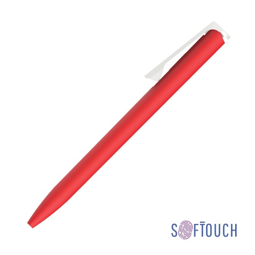 Ручка шариковая Clive, покрытие soft touch, красный с белым