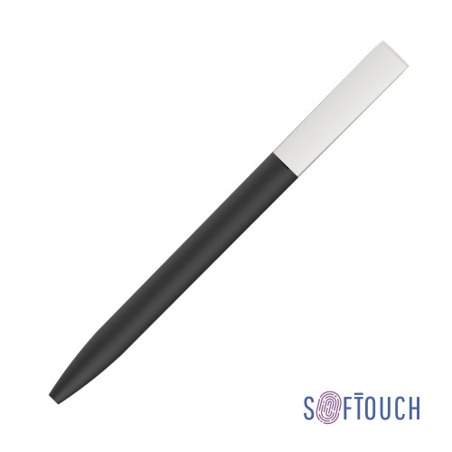 Ручка шариковая Clive, покрытие soft touch, черный с белым