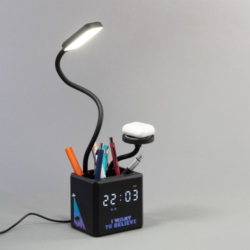 Лампа Smart Flex с беспроводным 3в1 (15W) ЗУ с MagSafe, часами, карандашницей и подсветкой логотипа, черный