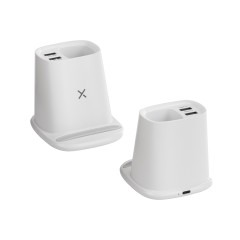 Карандашница Smart Stand с беспроводным зарядным устройством, вентилятором и лампой (2USB разъёма), белый