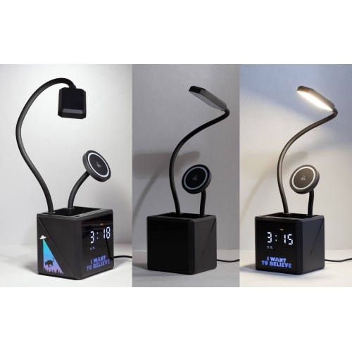 Лампа Smart Flex с беспроводным 3в1 (15W) ЗУ с MagSafe, часами, карандашницей и подсветкой логотипа, черный