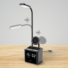 Лампа Smart Flex с беспроводным 3в1 (15W) ЗУ с MagSafe, часами, карандашницей и подсветкой логотипа, черный