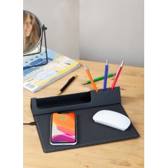 Настольная складная подставка Cool Desk с беспроводным (10W) зарядным устройством и ковриком для мыши, темно-серый