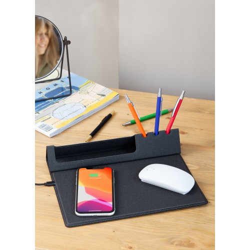 Настольная складная подставка Cool Desk с беспроводным (10W) зарядным устройством и ковриком для мыши, темно-серый