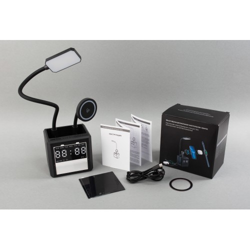 Лампа Smart Flex с беспроводным 3в1 (15W) ЗУ с MagSafe, часами, карандашницей и подсветкой логотипа, черный
