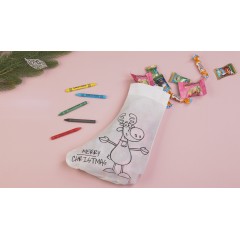 Мешок-раскраска Merry christmas с восковыми мелками, белый
