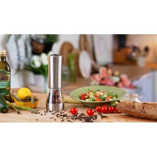 Электрическая мельница Salt&Pepper для специй двойная, стальной серый