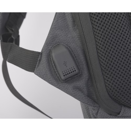 Рюкзак City с USB-разъемом, черный с коричневым