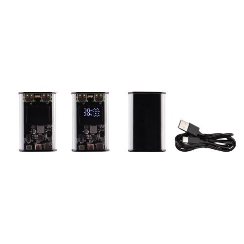 Зарядное (22.5W) устройство Inside 9000 mAh с прозрачным корпусом и цифровым индикатором заряда/напряжения/силы тока, черный