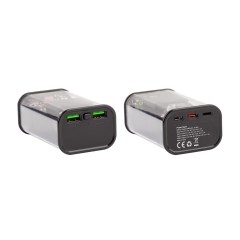Зарядное (22.5W) устройство Inside 9000 mAh с прозрачным корпусом и цифровым индикатором заряда/напряжения/силы тока, черный