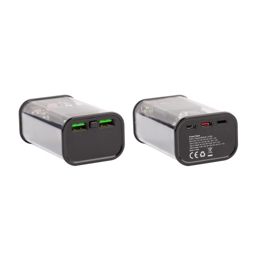 Зарядное (22.5W) устройство Inside 9000 mAh с прозрачным корпусом и цифровым индикатором заряда/напряжения/силы тока, черный
