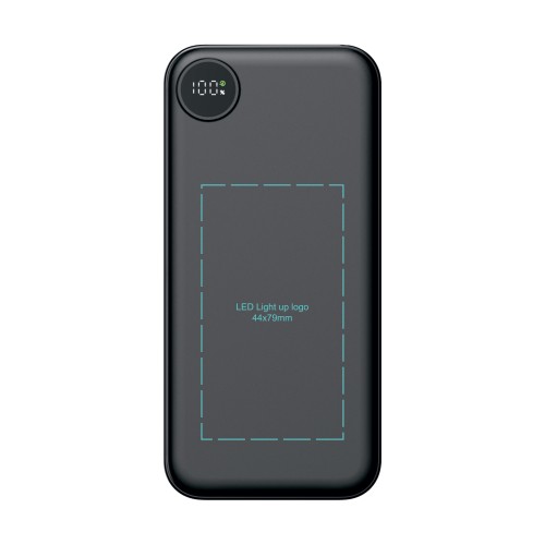 Зарядное устройство Форт 10000 mAh с подсветкой логотипа, встроенными кабелями и цифровым индикатором заряда, черный