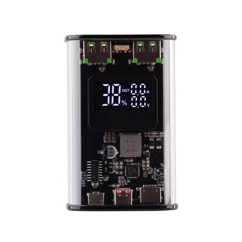 Зарядное (22.5W) устройство Inside 9000 mAh с прозрачным корпусом и цифровым индикатором заряда/напряжения/силы тока, черный